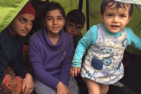 Stranded refugee children