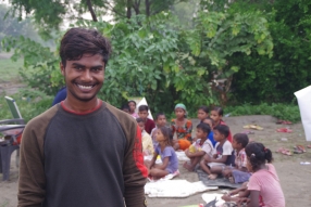 One of the tutors we are training, at one of the slums in India where Charity United's educational programs are in place.