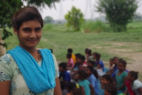 One of the tutors we are training, at one of the slums in India where Charity United's educational programs are in place.