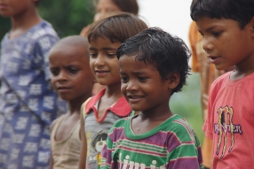 Classes being held at one of the slums in India where Charity United’s educational programs are in operation.