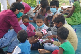 At a slum in India