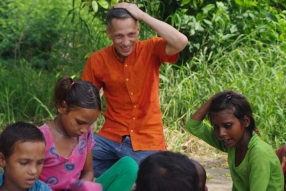 Classes being held at one of the slums in India where Charity United’s educational programs are in operation.