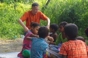 Classes being held at one of the slums in India where Charity United’s educational programs are in operation.