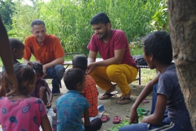 Classes being held at one of the slums in India where Charity United’s educational programs are in operation.