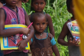 Classes being held at one of the slums in India where Charity United’s educational programs are in operation.