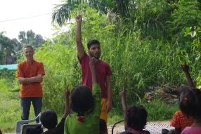 Classes being held at one of the slums in India where Charity United’s educational programs are in operation.