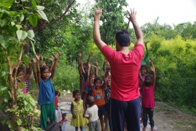 Classes being held at one of the slums in India where Charity United’s educational programs are in operation.