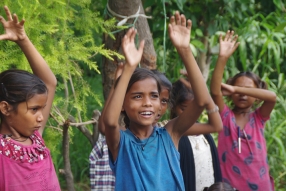 Classes being held at one of the slums in India where Charity United’s educational programs are in operation.