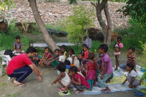 Classes being held at one of the slums in India where Charity United’s educational programs are in operation.