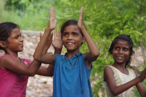 Classes being held at one of the slums in India where Charity United’s educational programs are in operation.