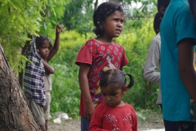 At one of the slums in India where Charity United's educational programs are in place.