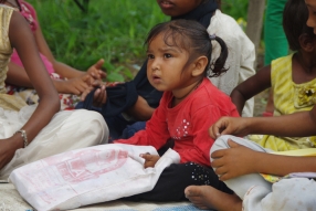 Classes being held at one of the slums in India where Charity United’s educational programs are in operation.