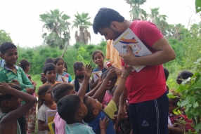 Classes being held at one of the slums in India where Charity United’s educational programs are in operation.