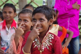 Classes being held at one of the slums in India where Charity United’s educational programs are in operation.