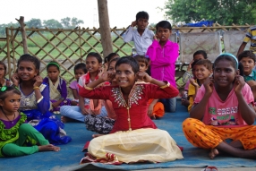 Classes being held at one of the slums in India where Charity United’s educational programs are in operation.