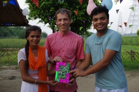 The community celebrates the new educational program that has been introduced to their village, at one of the slums in India where Charity United's educational programs are now in place.