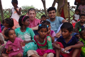 The community celebrates the new educational program that has been introduced to their village, at one of the slums in India where Charity United's educational programs are now in place.