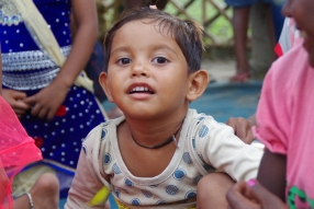 The community celebrates the new educational program that has been introduced to their village, at one of the slums in India where Charity United's educational programs are now in place.