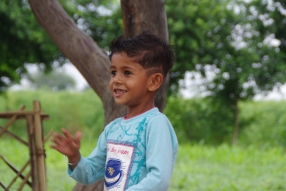 The community celebrates the new educational program that has been introduced to their village, at one of the slums in India where Charity United's educational programs are now in place.