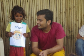 Classes being held at one of the slums in India where Charity United’s educational programs are in operation.