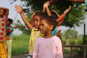 Classes being held at one of the slums in India where Charity United’s educational programs are in operation.