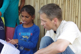 Classes being held at one of the slums in India where Charity United’s educational programs are in operation.