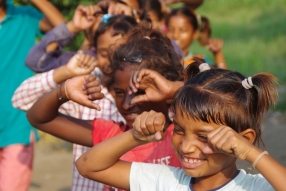 Classes being held at one of the slums in India where Charity United’s educational programs are in operation.