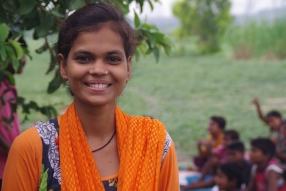 One of the tutors we are training, at one of the slums in India where Charity United's educational programs are in place.