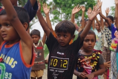 Classes being held at one of the slums in India where Charity United’s educational programs are in operation.