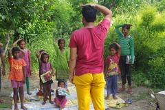 Classes being held at one of the slums in India where Charity United’s educational programs are in operation.