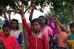 The community celebrates the new educational program that has been introduced to their village, at one of the slums in India where Charity United's educational programs are now in place.