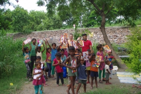Classes being held at one of the slums in India where Charity United’s educational programs are in operation.