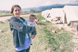 A refugee mother with her child